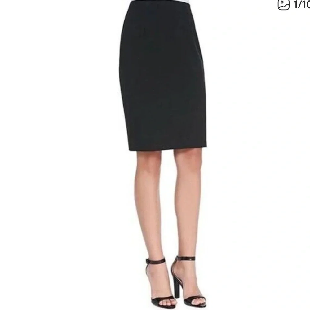 Eileen Fisher Viscose Stretch Ponte Skirt Black Medium